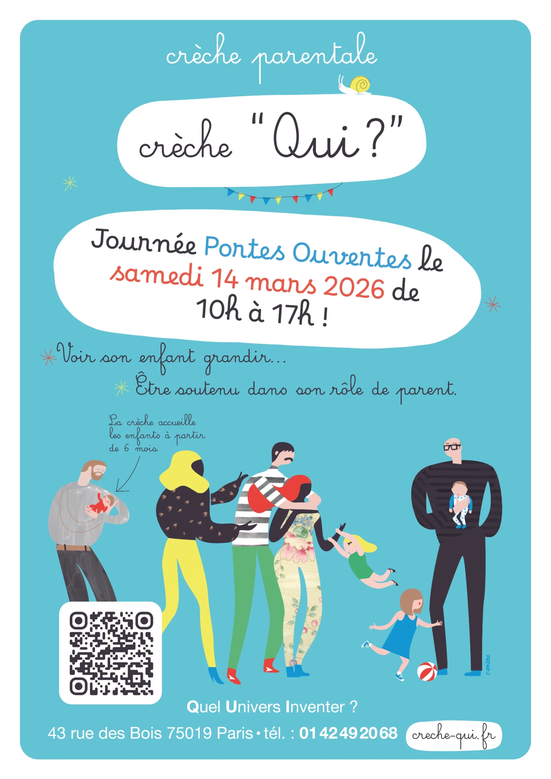 Crèche QUI - Crèche Parentale Paris "Quel Univers Inventer ? background Qui affiche 2026 Crèche QUI - Crèche Parentale Paris "Quel Univers Inventer ? background Qui affiche 2026